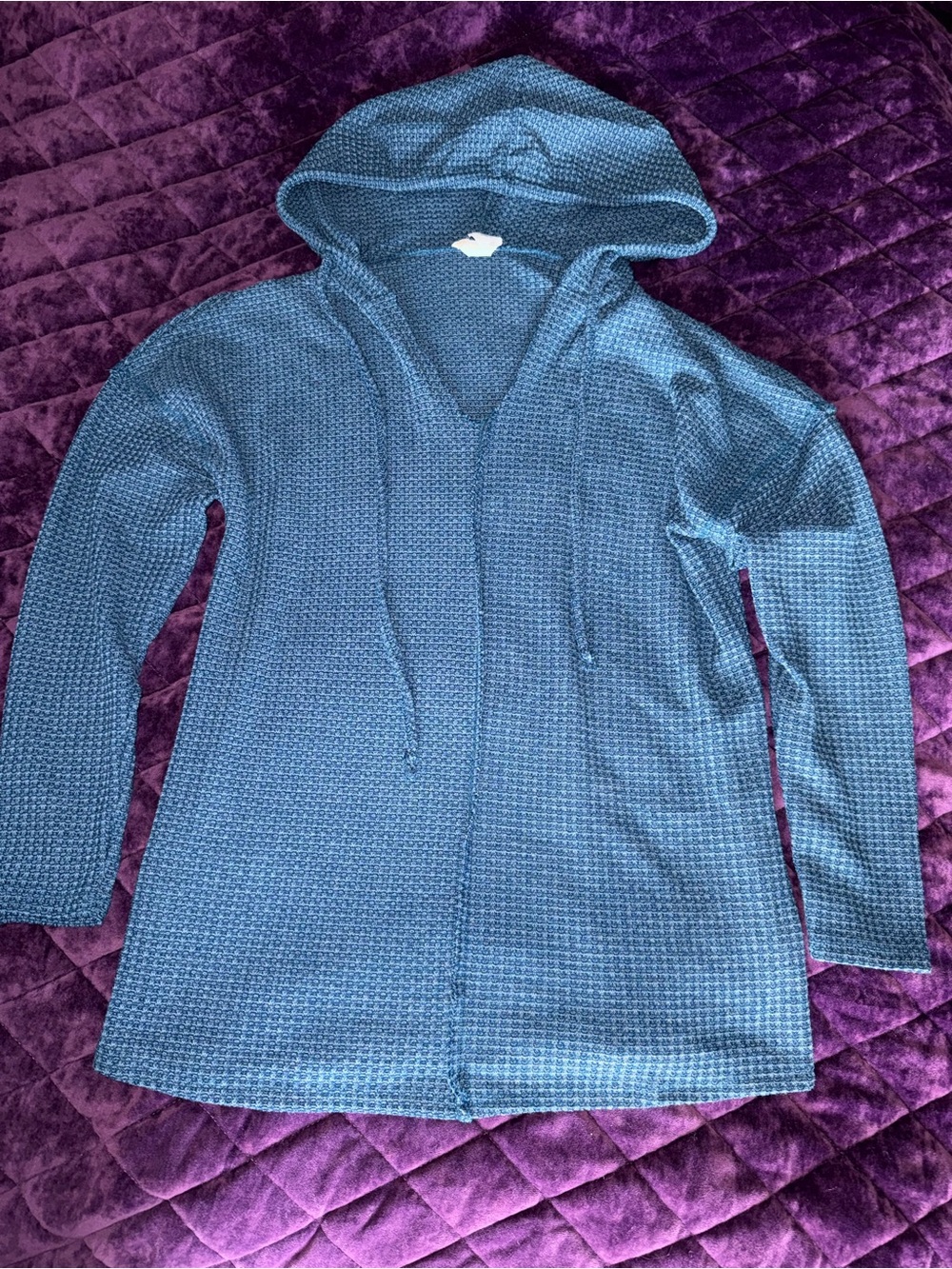 BiBi Blue Textured Knit Hoodie